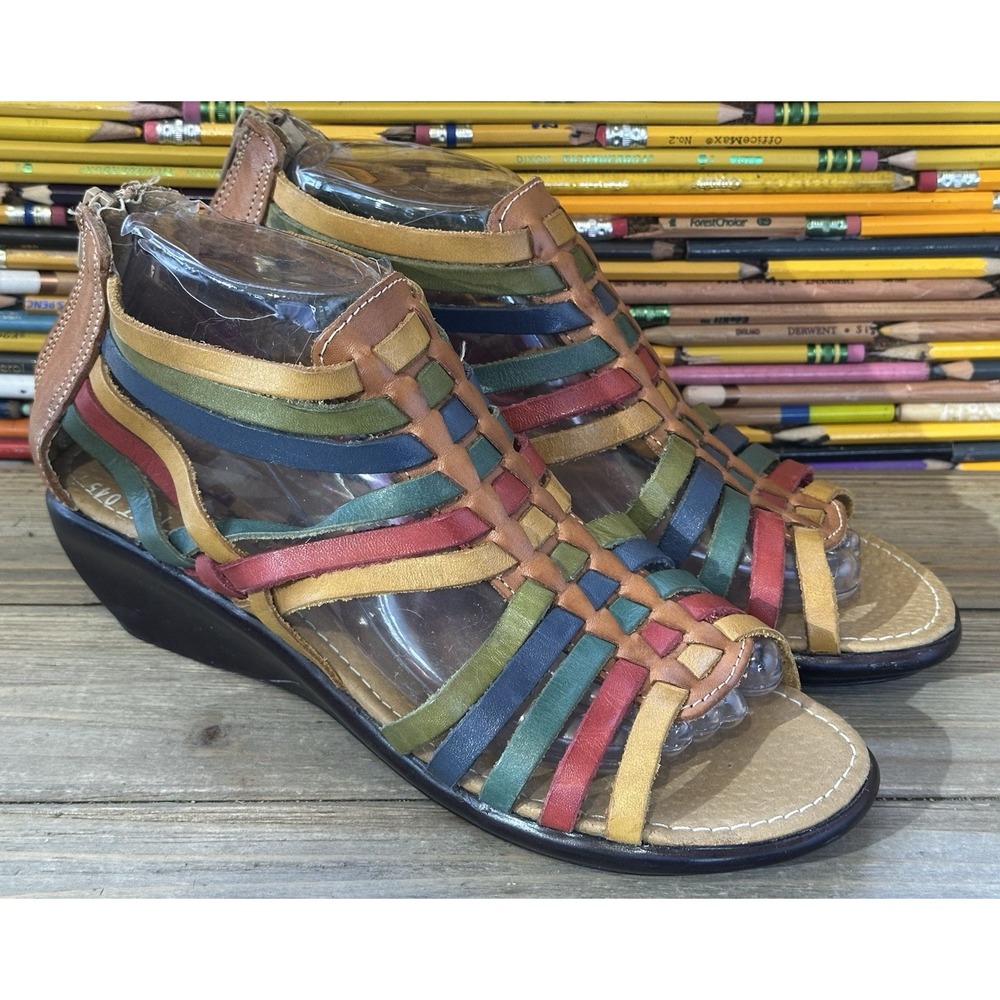 Lissandra Wedge Sandals Rainbow Strappy Womens 9 Multicolor Excellent